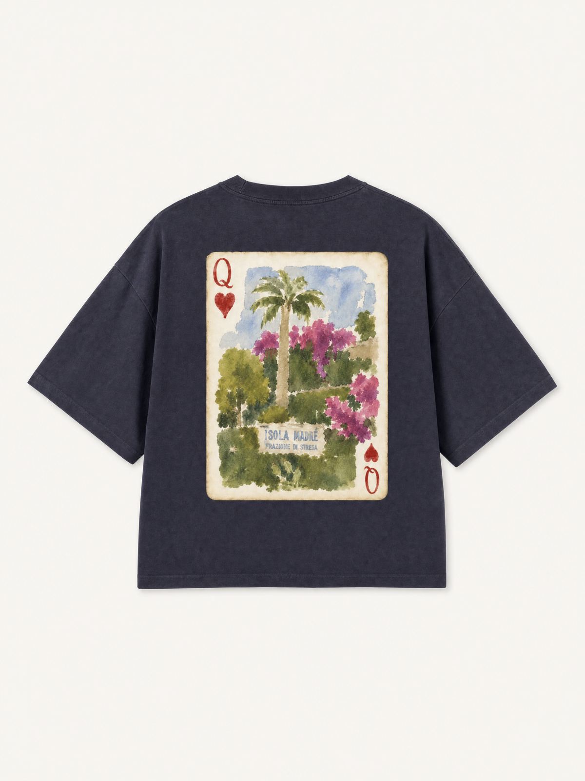 Boxy Vintage Black T-shirt - "Isola Madre"-1