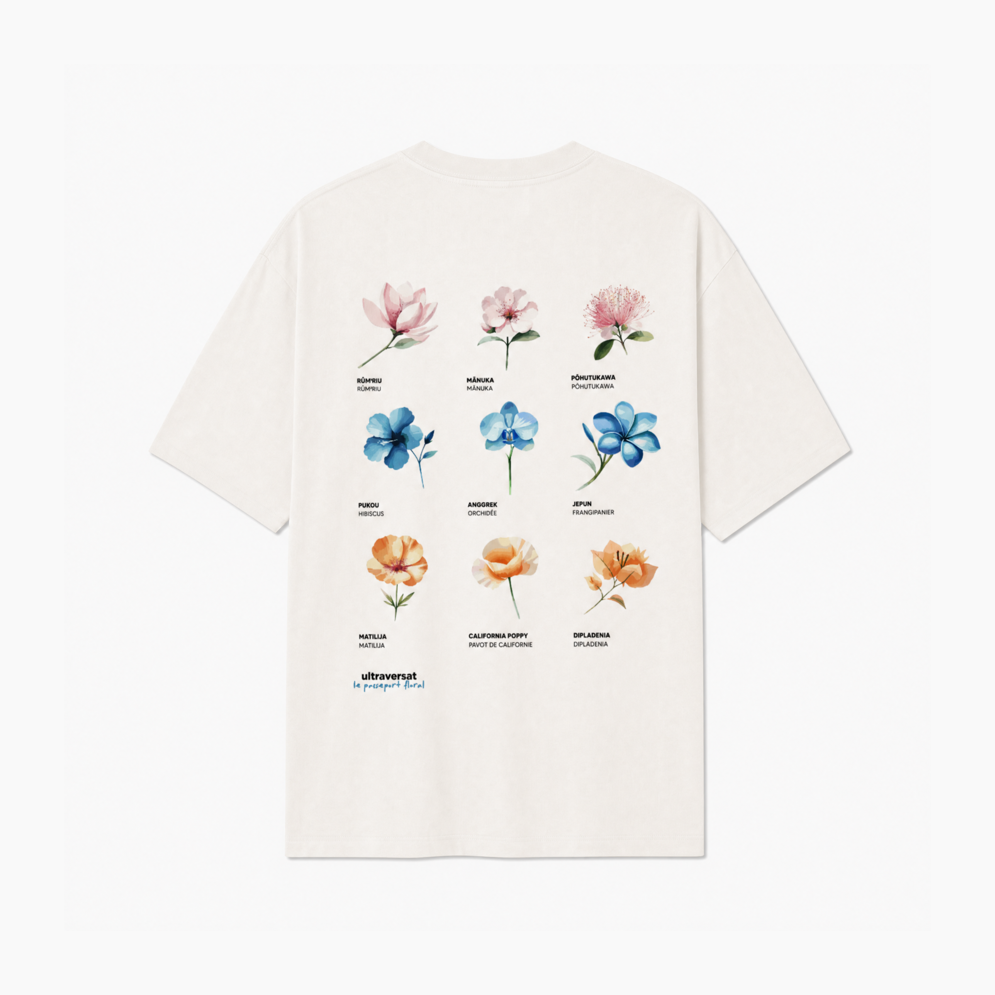 T-shirt white vintage - "Le Passeport Floral"