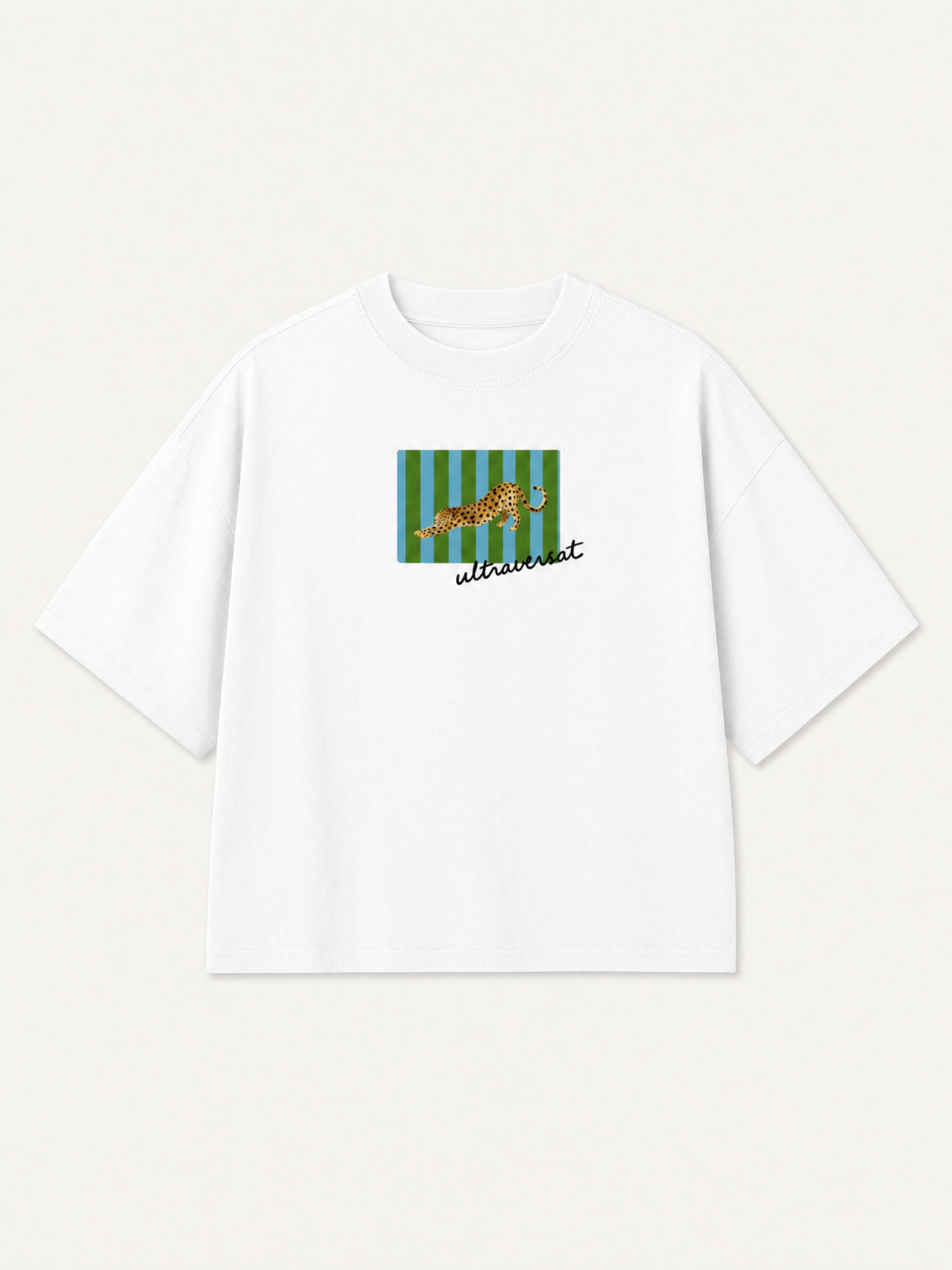 Boxy White T-shirt - "Dolce Ghepardo"-1